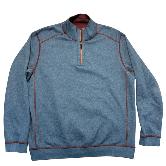 Tommy Bahama Other - Tommy Bahama Reversible Quarter Zip Pullover Blue Burgundy Mens Large